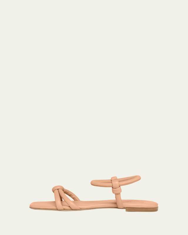 Juno Knotted Leather Flat Sandals